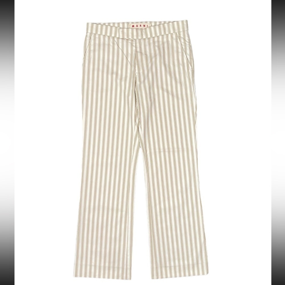 Marni Striped Flare Designer Beige Off White 2000s Bootcut Beige Made In Italy 4